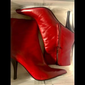 Red leather boots